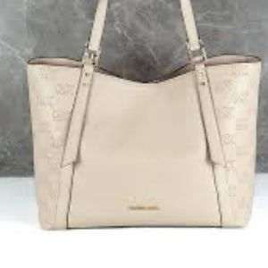 Michael Kors Alto Large Grab Bag Carryall Shoulder Tote Buff Pebbled Leather